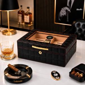 Hemingway Lubinski Cigar Humidor – 50 Cigar Luxury Storage Box, Hmw-yja60011