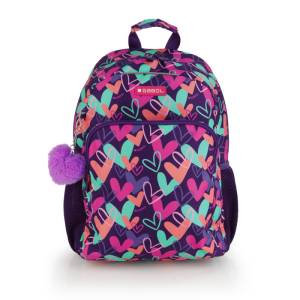 Gabol School Backpack 1 Parts Kokoro Hearts 31x41x16cm#237806/2026 Purple.