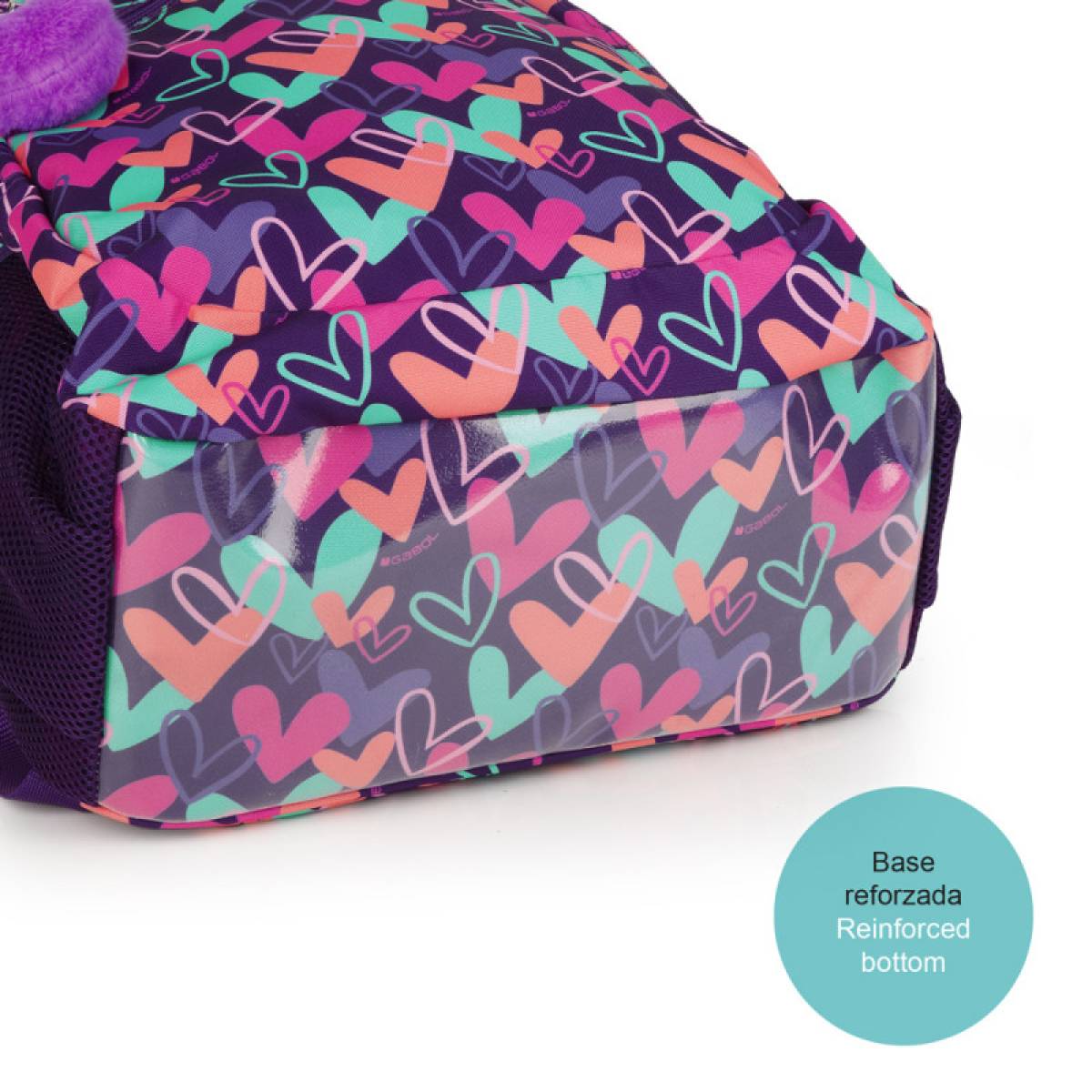 Gabol School Backpack 1 Parts Kokoro Hearts 31x41x16cm#237806/2026 Purple.