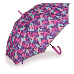 Gabol School Straight Umbrella - Kokoro Hearts Purple.