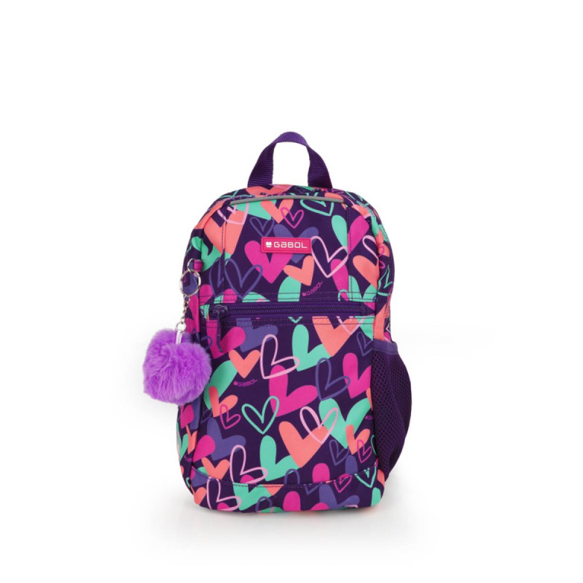 Gabol School Small Backpack 1 Parts Kokoro Hearts 22x30x16cm#237887/2026 Purple.