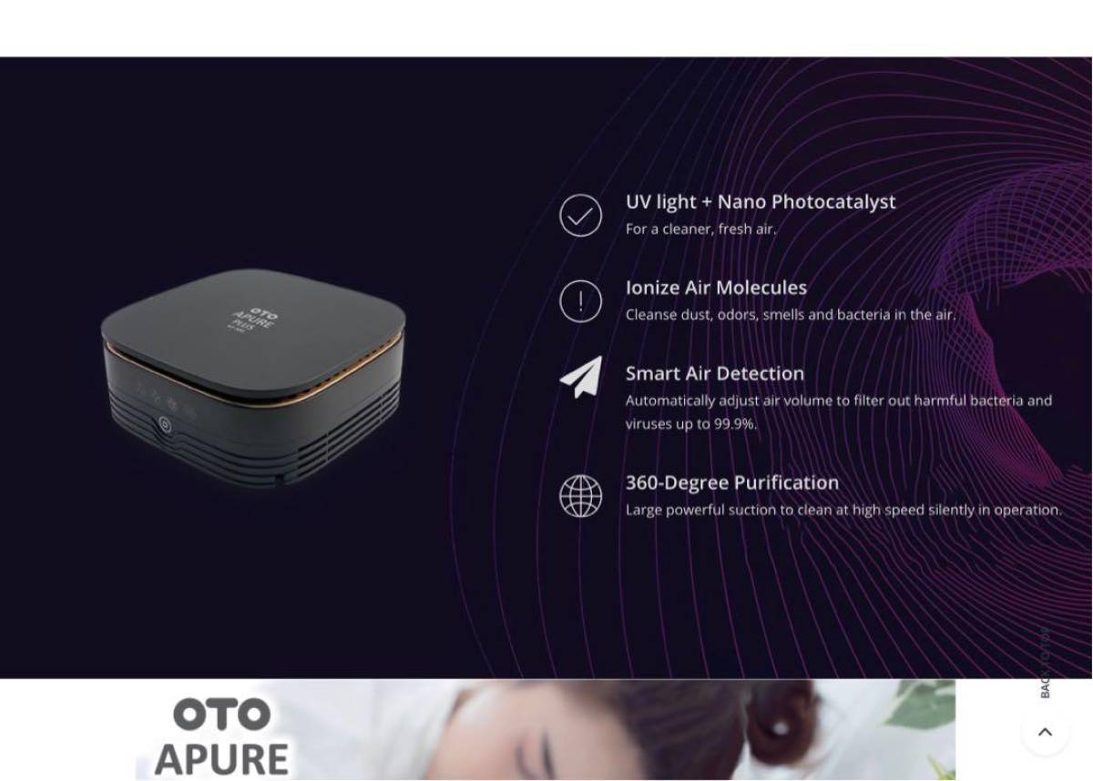 OTO Apure Plus Air Purifier and Ionizer