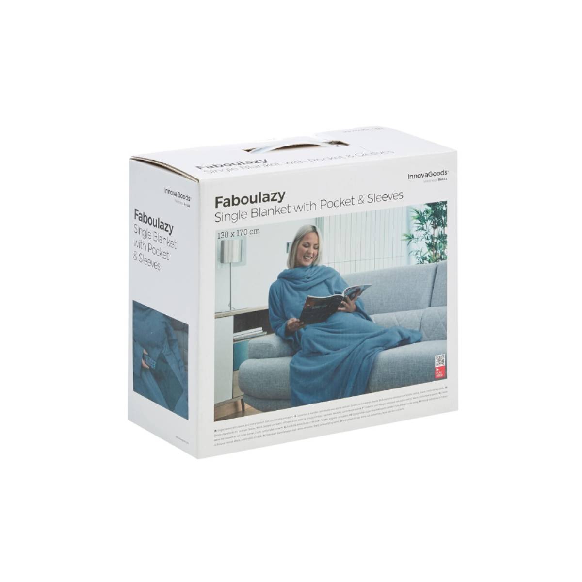 Innovagoods Single Sleeved Blanket With Central Pocket Faboulazy [blue], V0101232