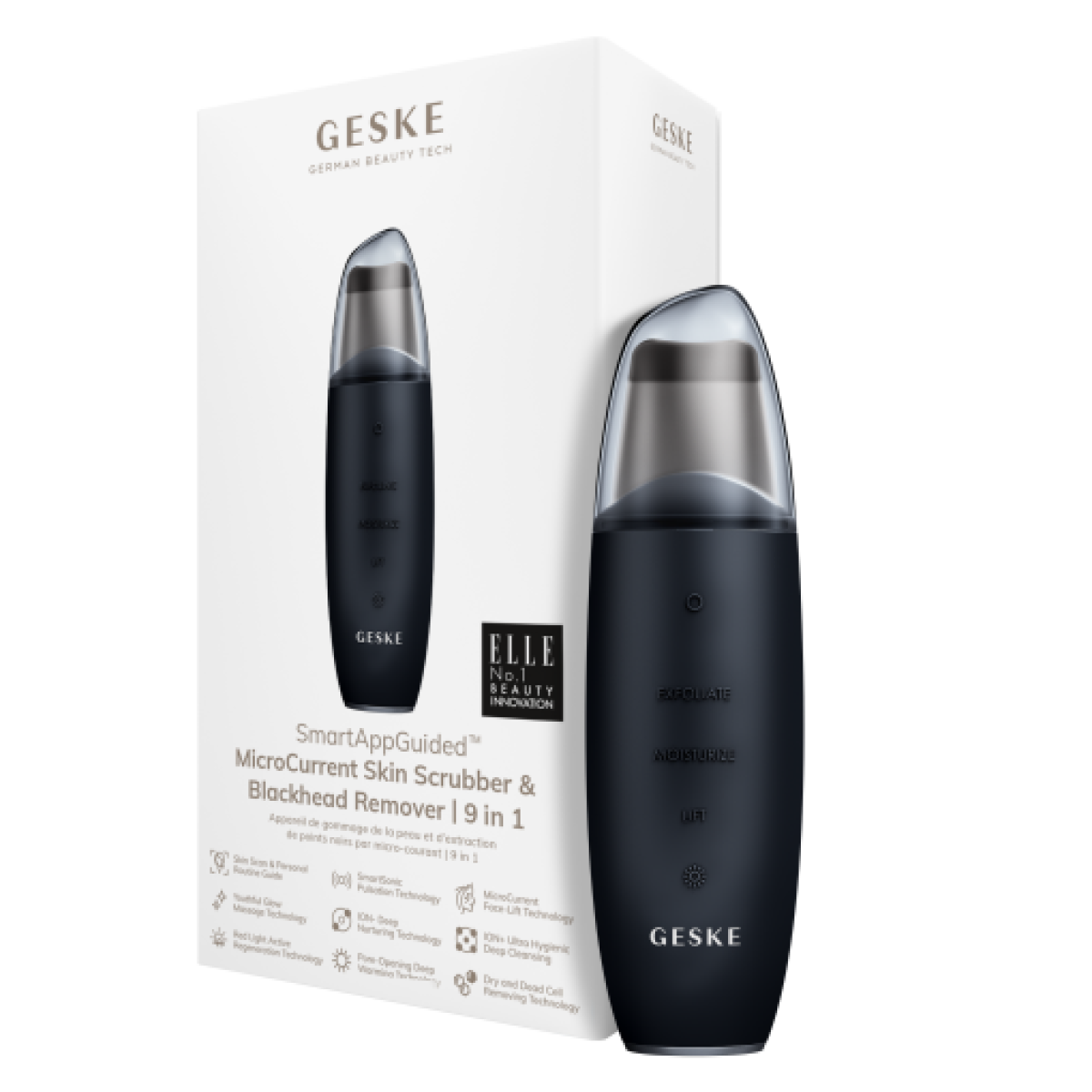GESKE 000044 MicroCurrent & MicroDermabrasion Skin Scrubber & Blackhead Remover 9 in 1