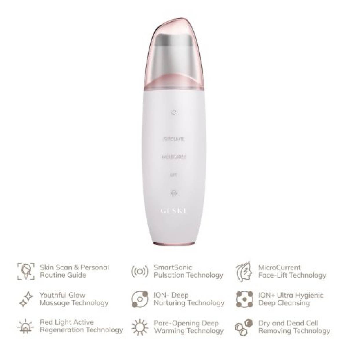 GESKE 000044 MicroCurrent & MicroDermabrasion Skin Scrubber & Blackhead Remover 9 in 1