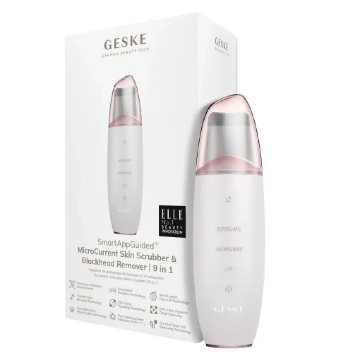 GESKE 000044 MicroCurrent & MicroDermabrasion Skin Scrubber & Blackhead Remover 9 in 1