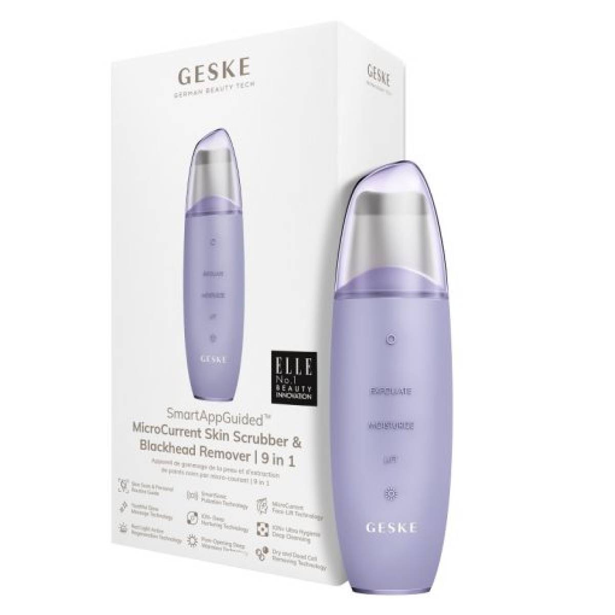 GESKE 000044 MicroCurrent & MicroDermabrasion Skin Scrubber & Blackhead Remover 9 in 1