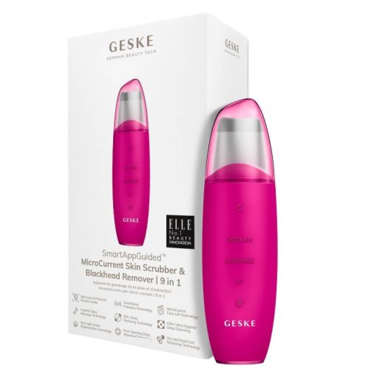 GESKE 000044 MicroCurrent & MicroDermabrasion Skin Scrubber & Blackhead Remover 9 in 1