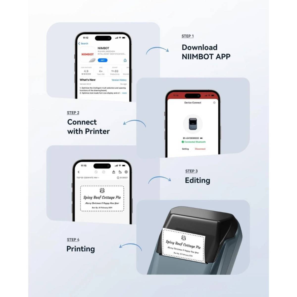 NIIMBOT B1 Label Maker Machine Thermal printing with Tape