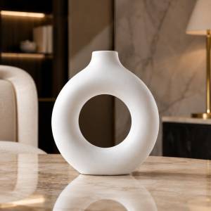 Modern Minimalist White Decorative Vase, K205-1WH