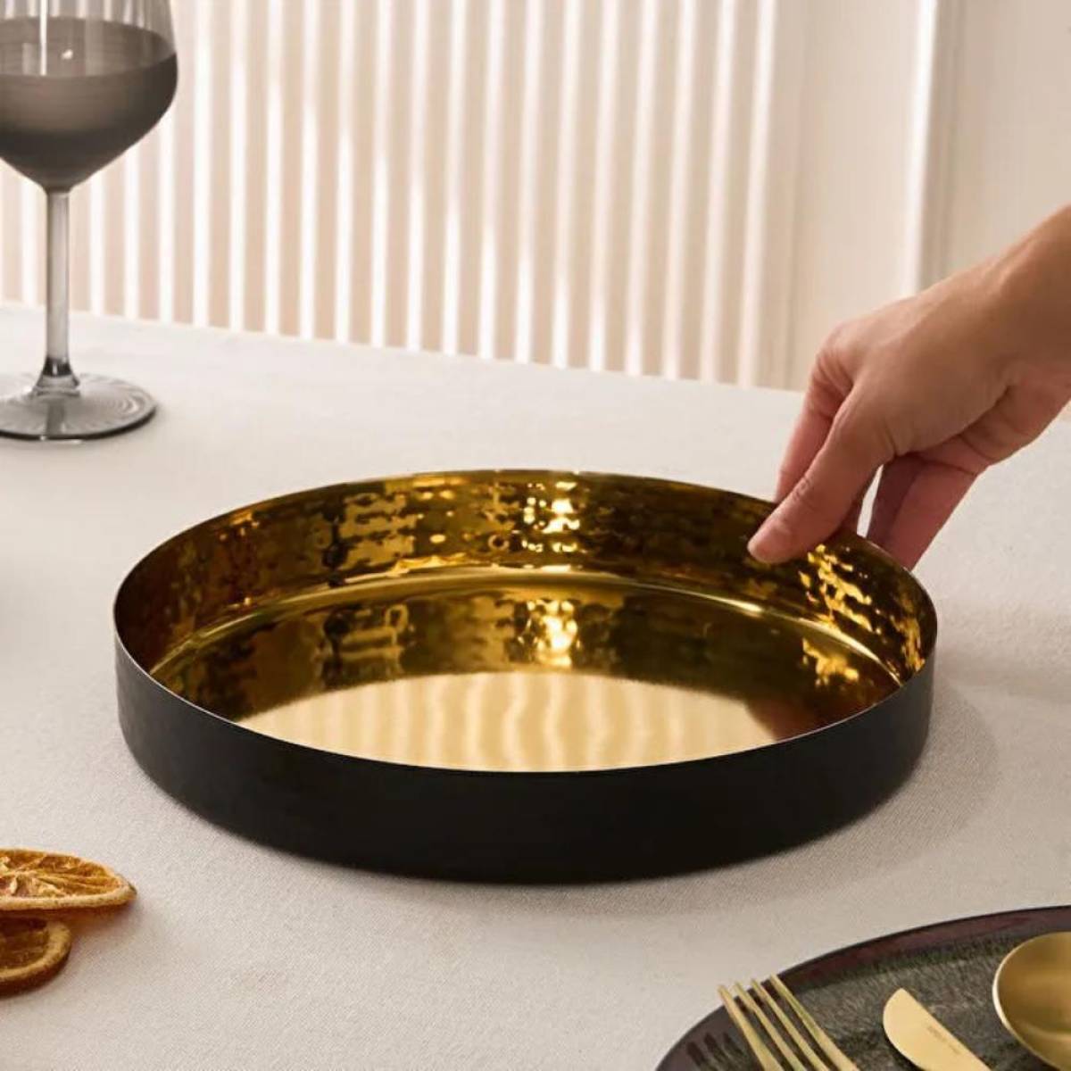 Karaca Arven Decorative Tray 26 Cm - Black/ Gold
