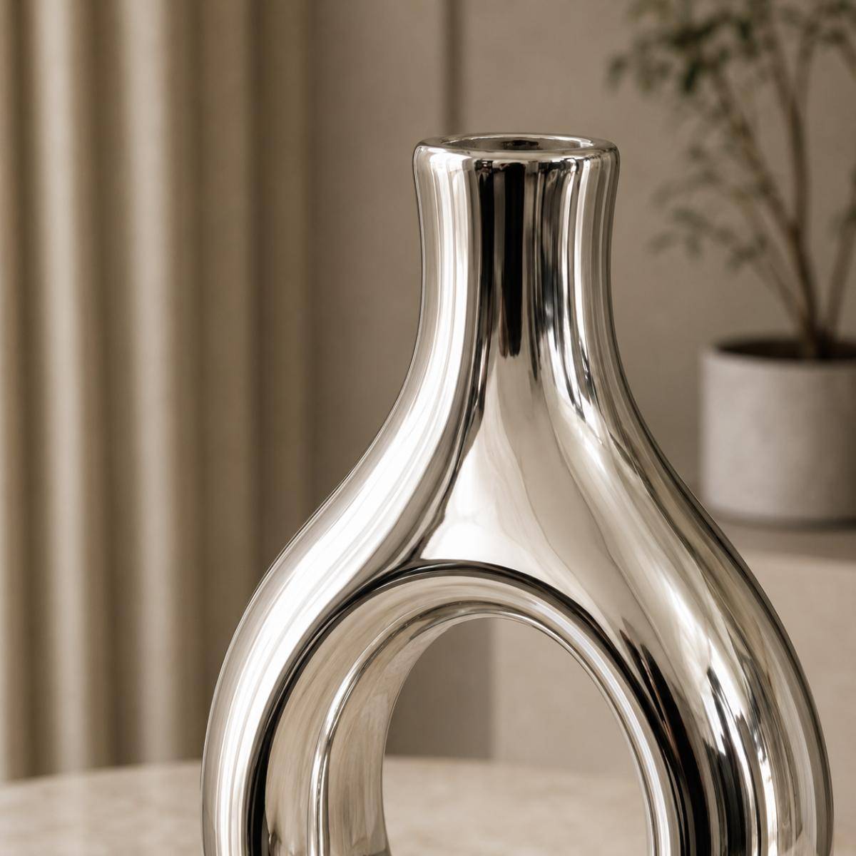 Luxe Chrome Sculptural Vase, SK547SL