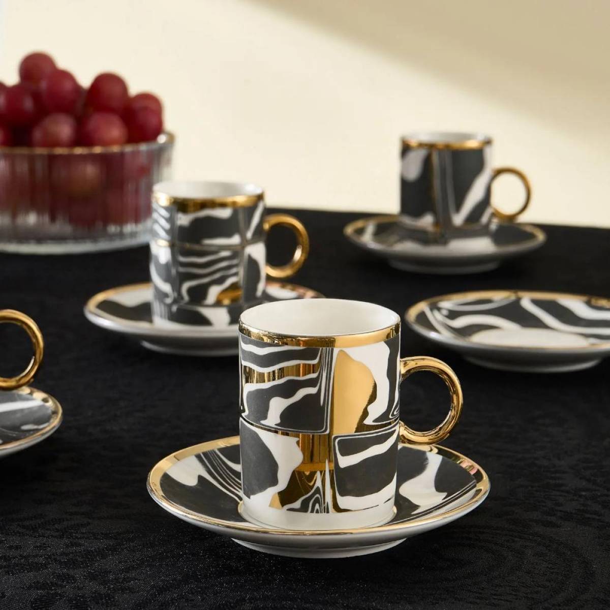 Karaca Tales 6-piece Coffee Cup Set 90 Ml | Bone Porcelain Espresso Set