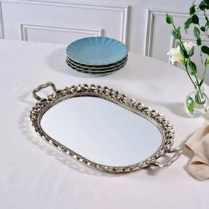 Karaca Home Corrine Polyresin Decorative Tray With Mirror Base
