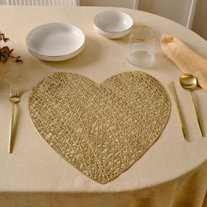 Karaca Home 2-piece Heart-shaped Placemat Set - Gold