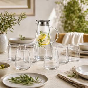 Karaca Serene 7-Piece Glass & Jug Set – Transparent, 153.09.01.9483