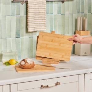 Karaca Arel 4-piece Bamboo Cutting Board Set | With Storage Holder