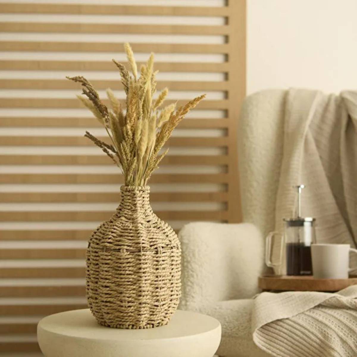 Karaca Home Boho Style Natural Wicker Vase