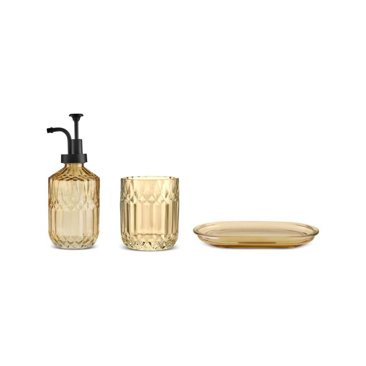Karaca Home Bellino 3-piece Bathroom Accessory Set - Amber Glass