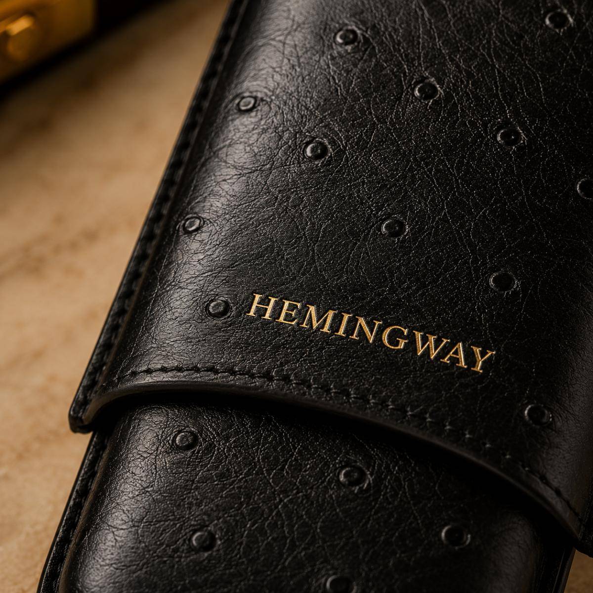 Hemingway Portable Cigar Case – 3 Cigars Holder Premium Leather Black, Hmw3pbk