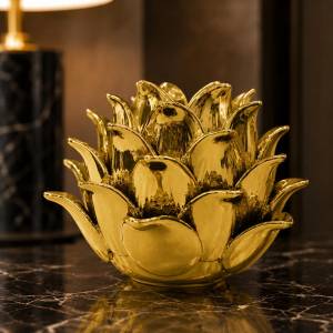 Luxury Golden Lotus Decorative Sculpture – Large, QX1019GD