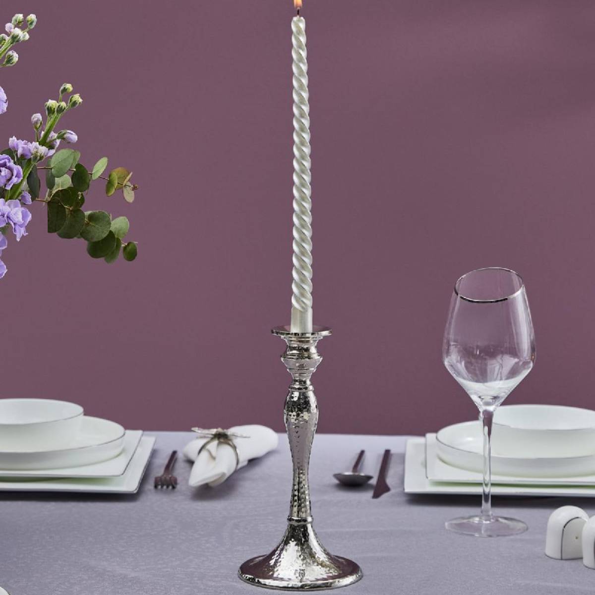 Karaca Home Rena Candlestick 26 Cm - Silver