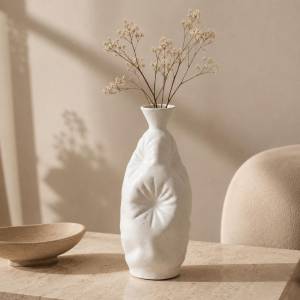 White Textured Ceramic Decorative Vase 30 cm, SK872
