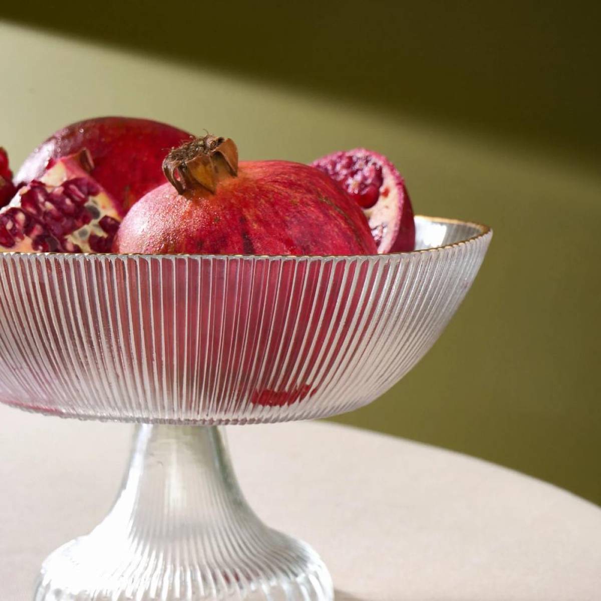 Karaca Pierre 3-piece Glass Serving Set - Plain Gold Gilded | Elegant Serving Stand, 153.09.01.3136