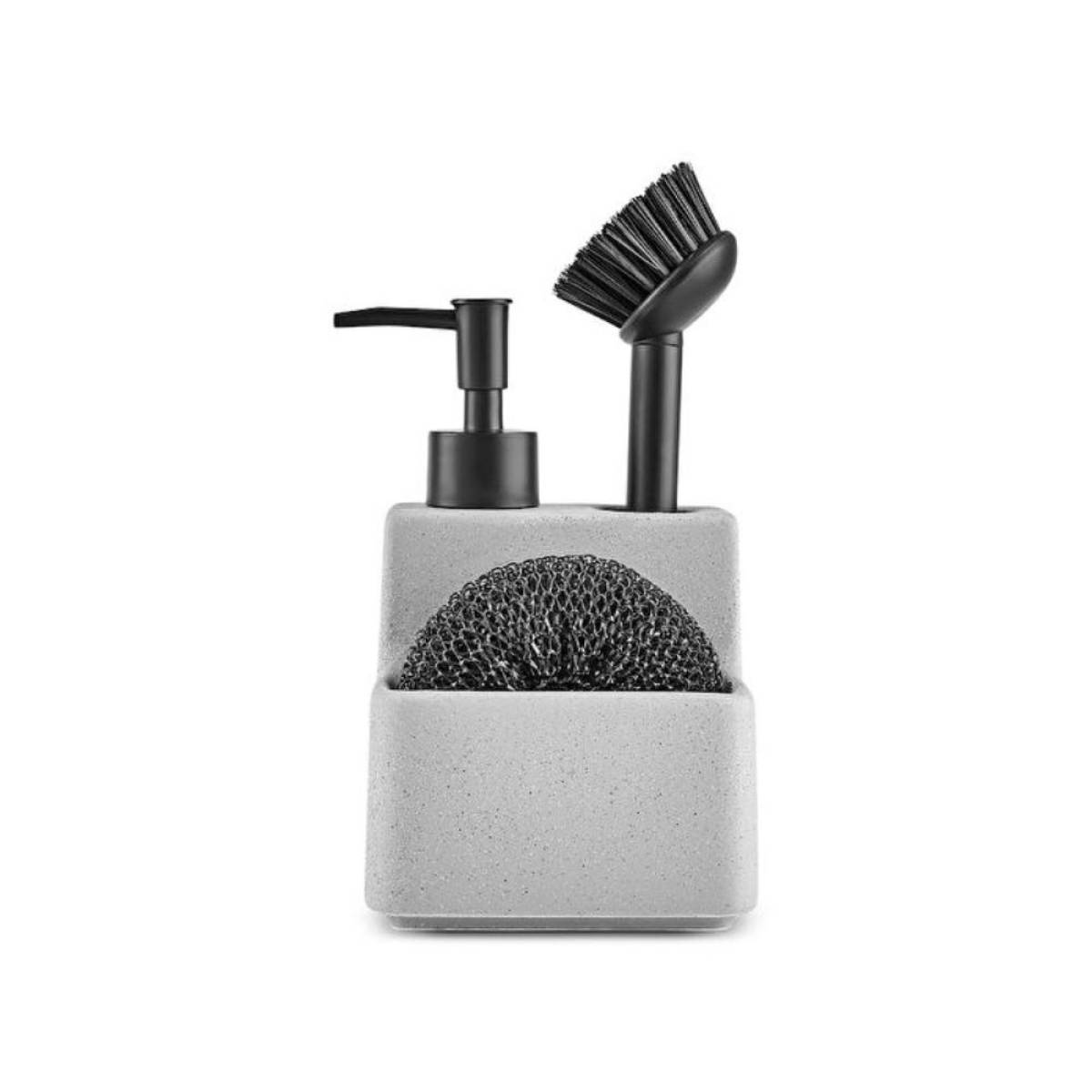 Karaca Darin Multifunction Soap Grey Dispenser And Kitchen Organizer 550 Ml | 3-in-1 Countertop Set