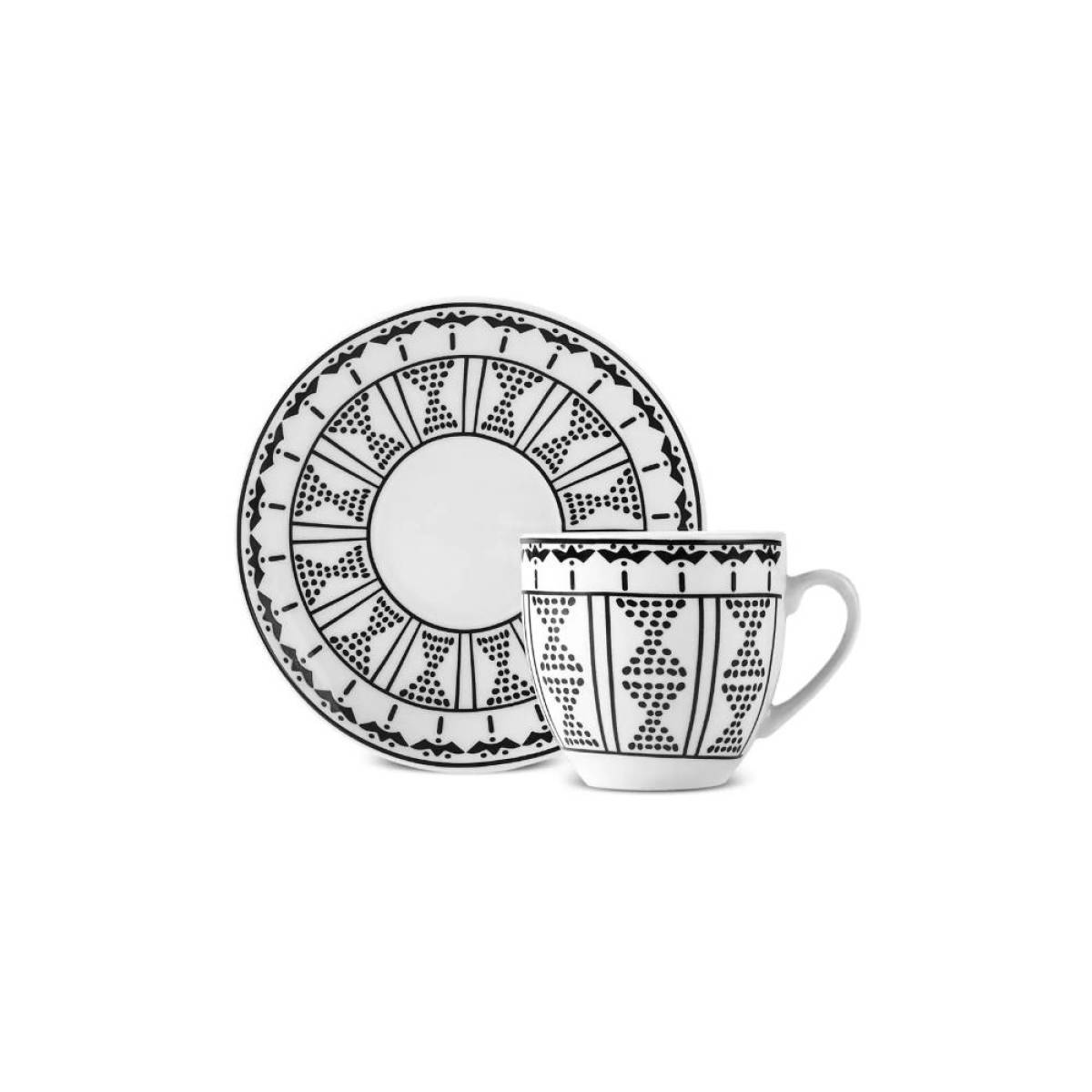 Karaca Altos 6-piece Coffee Cup Set With Metal Stand - 90 Ml | Bone Porcelain
