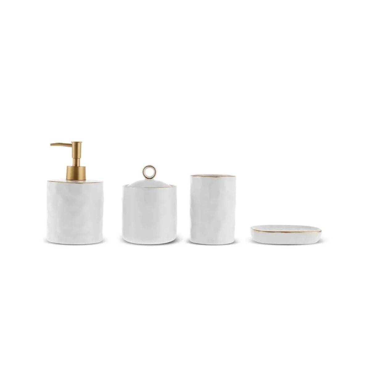 Karaca Lina 4-piece Ceramic Bathroom Set - Elegant Organizer Set