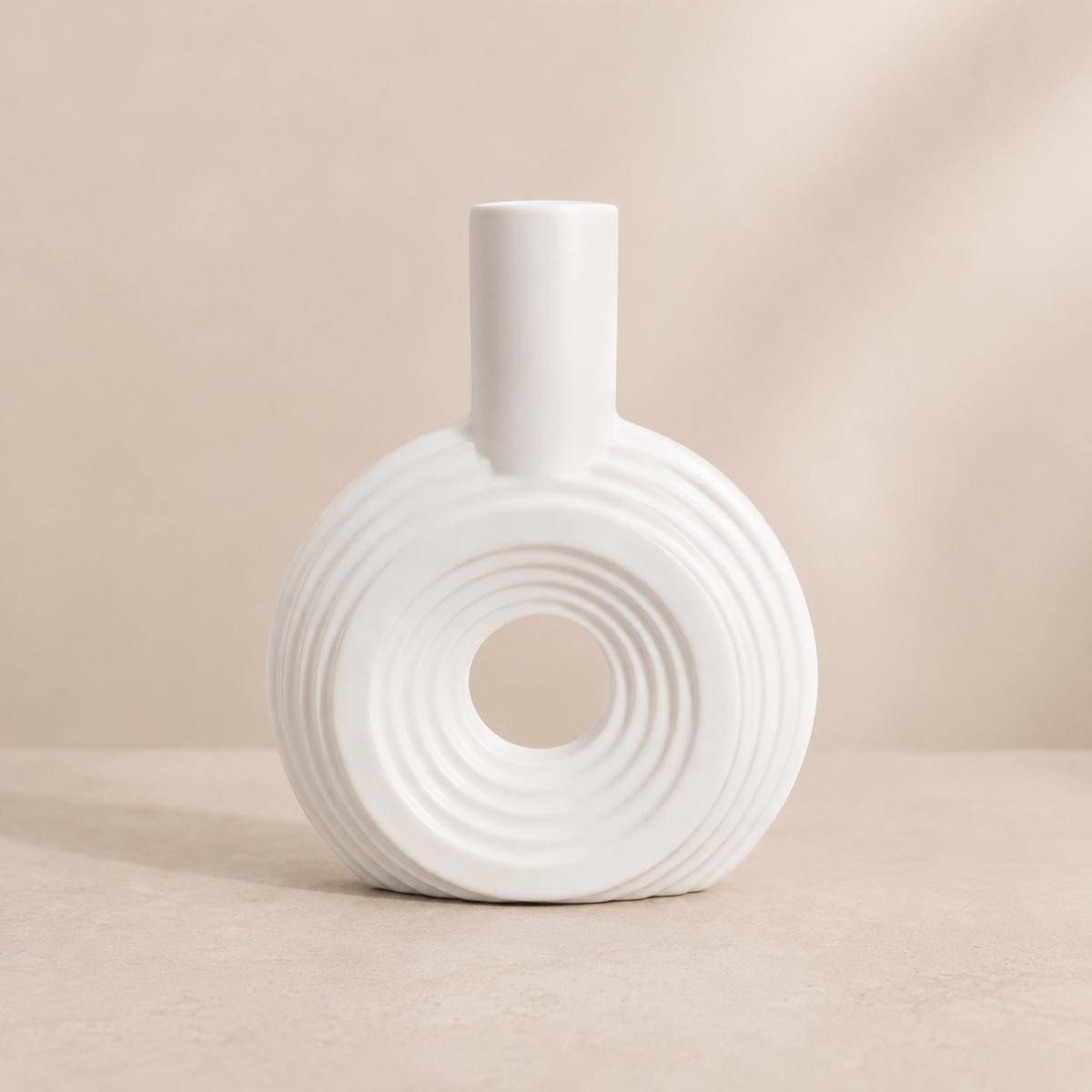 Sculpted Harmony Vase 22 cm – Matte White Finish, 2178-3WH