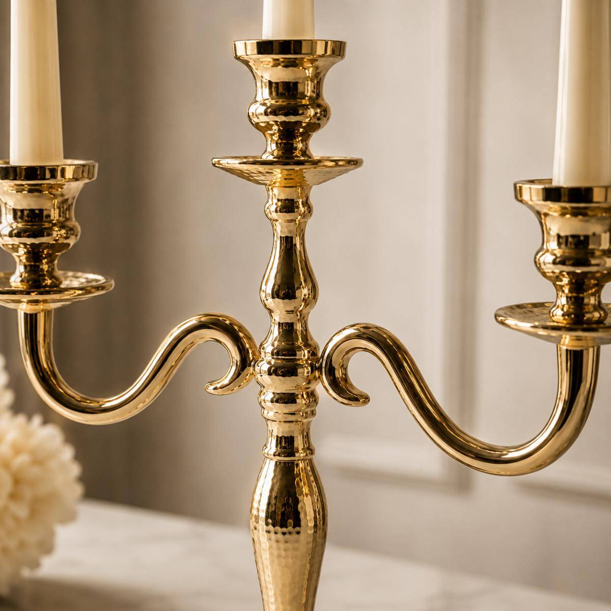 Karaca Home Rena Triple-holder Candlestick 44.5 Cm - Gold