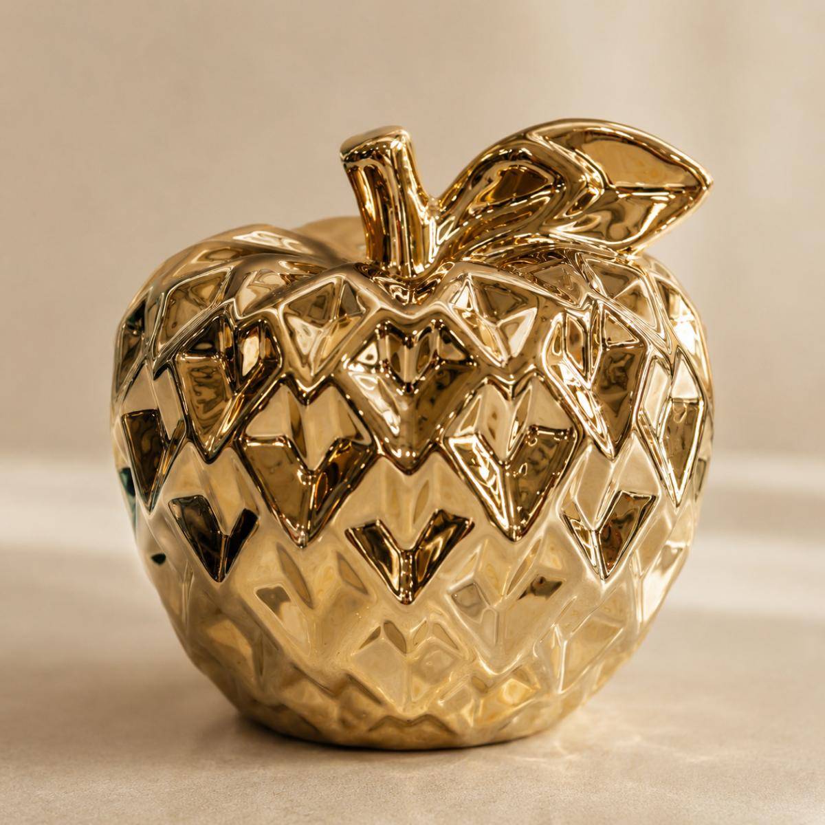 Golden Apple Sculpture – Modern Luxury Ceramic Décor, A311-3GD