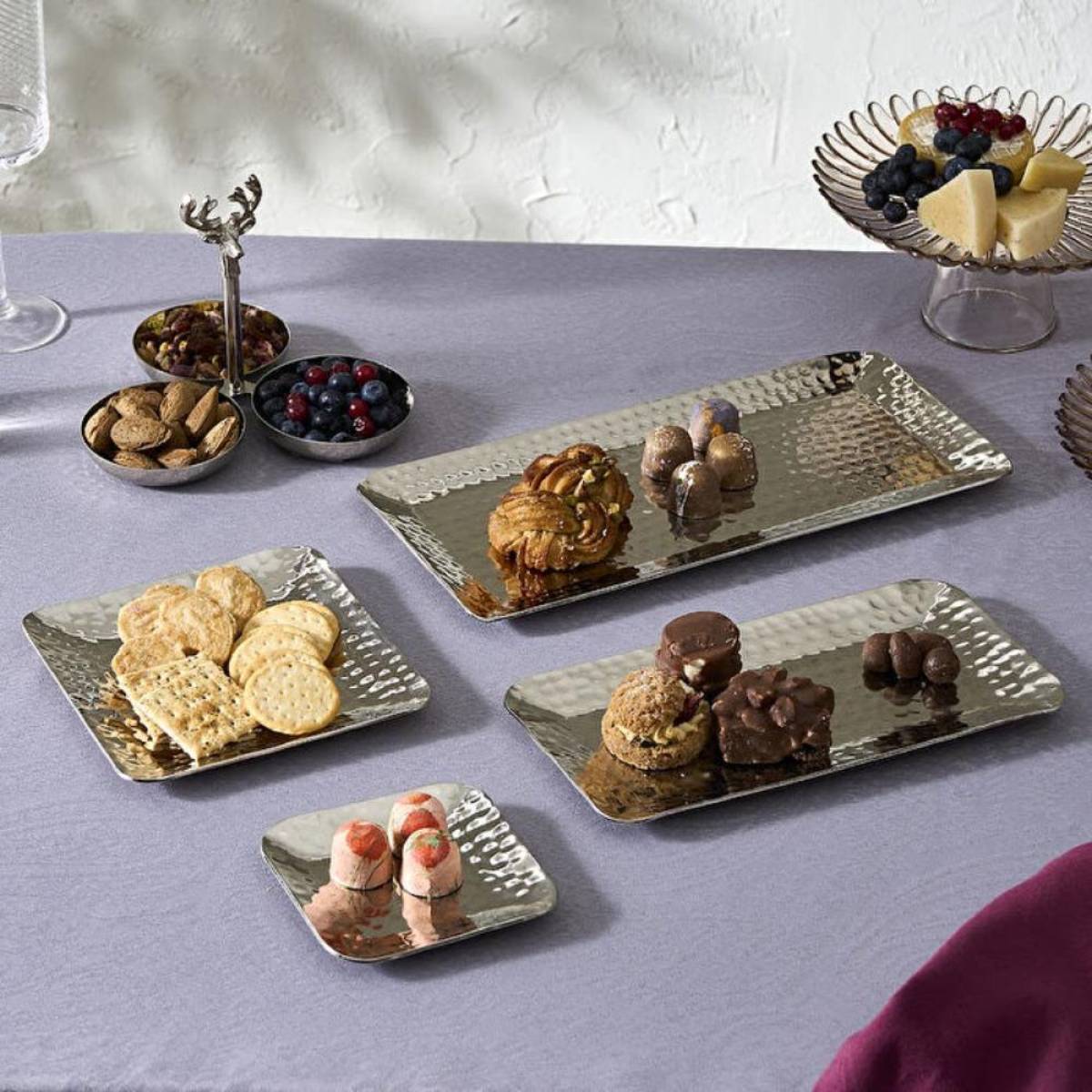 Karaca Home Loren Rectangular Decorative Tray 33×15 Cm - Silver