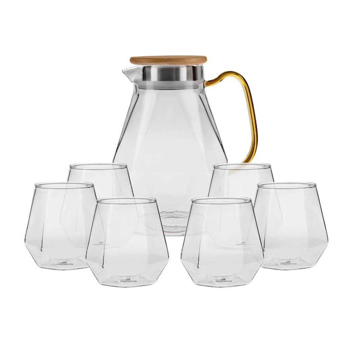 Karaca Savona 7-piece Drinkware Set - 1.8l Pitcher And 6 Glasses | Clear Glass Set, 153.09.01.0648
