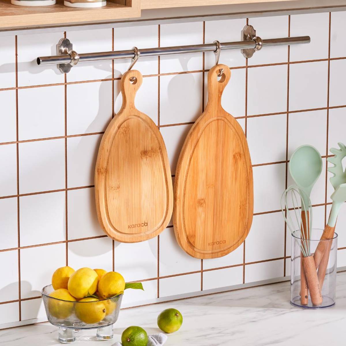 Karaca Havin 2-piece Bamboo Cutting And Serving Board Set | Natural Kitchen Boards