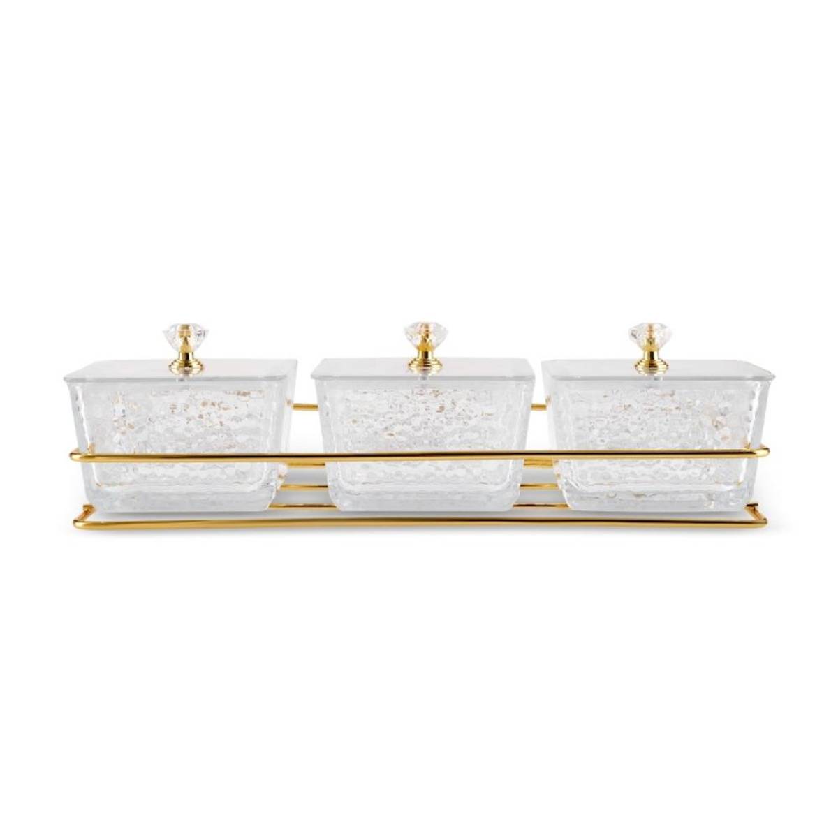 Karaca Maria 3-piece Decorative Serving Bowls Set With Lids And Tray