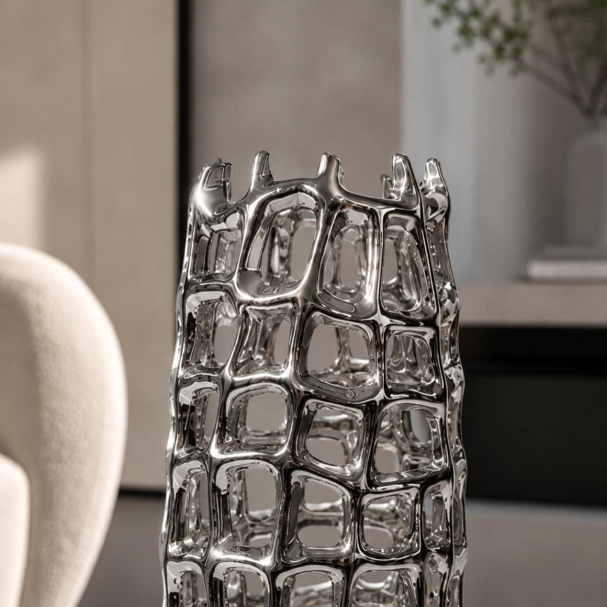Luxe Openwork Silver Sculptural Vase 40 cm, K331-1SL