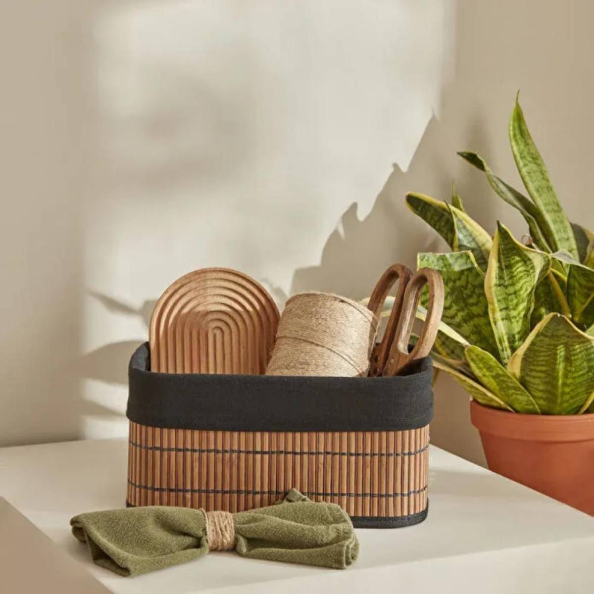 Karaca Home Gillina Bamboo Storage Organizer 28×18 Cm