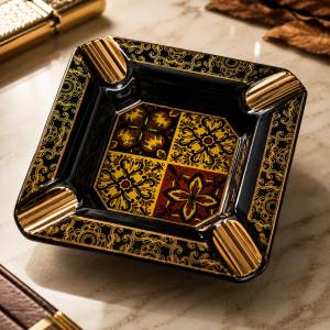 Lubinski Ceramic Cigar Ashtray – Luxury Black & Gold Edition, Lub-yja20032bk