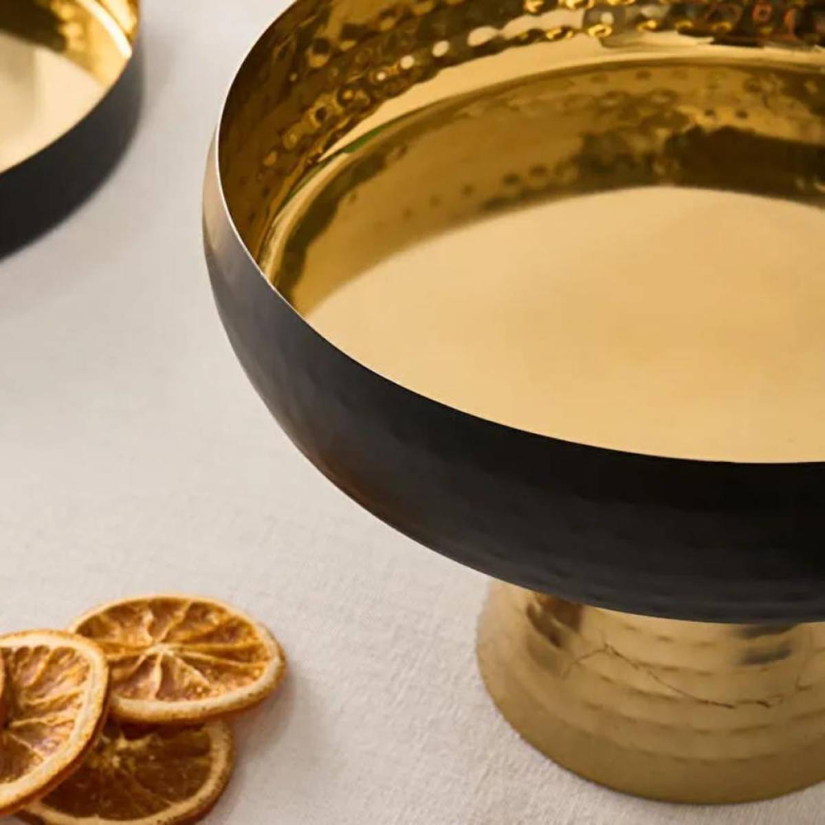 Karaca Arven Decorative Pedestal Serving Tray - Black/gold