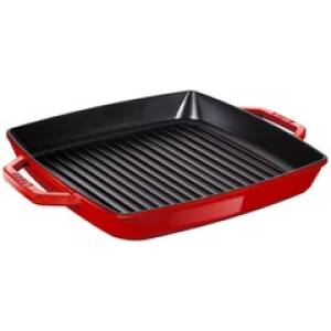 Staub 33cm Grill Pan With 2 Handles Square Cherry Red