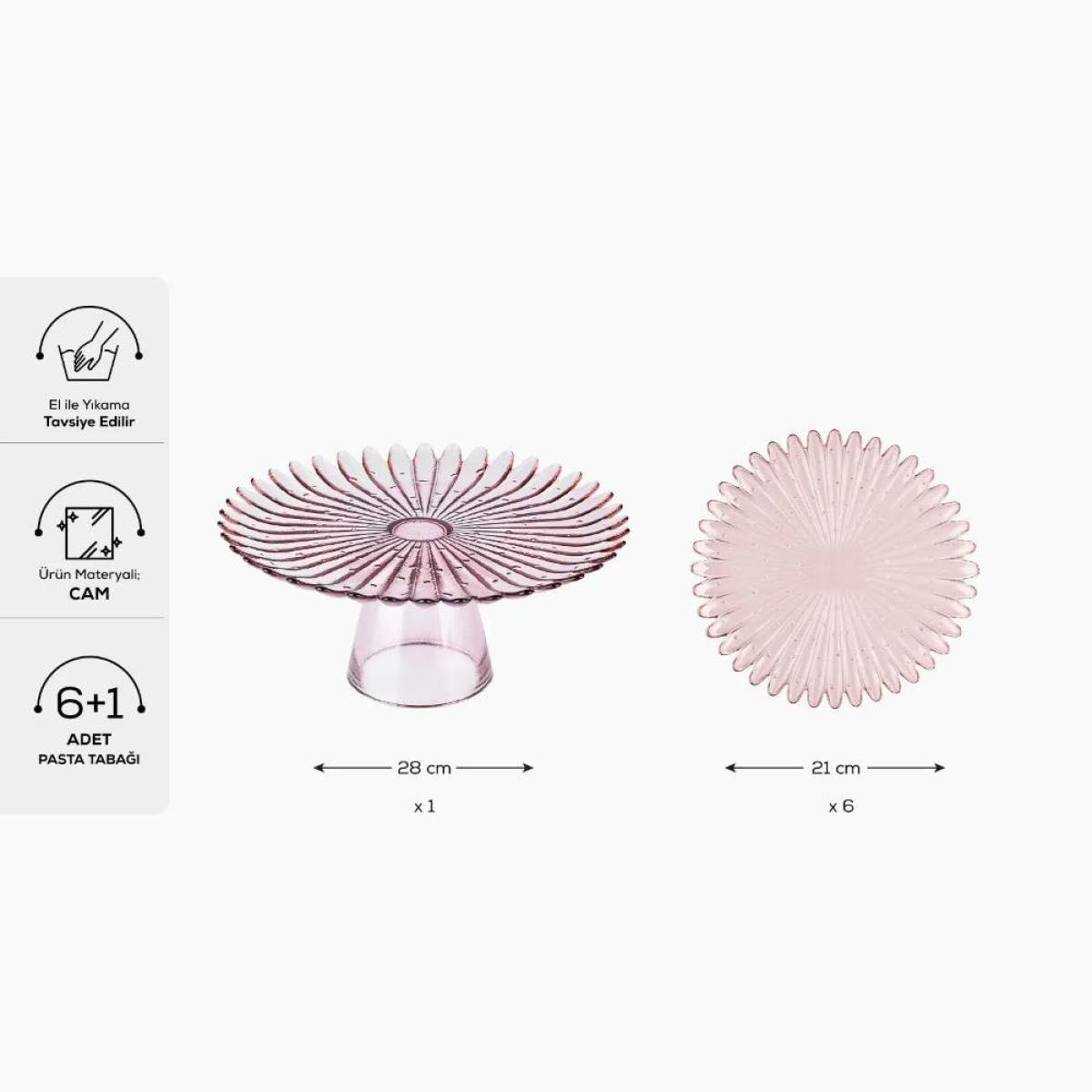 Karaca Emma 7-piece Glass Cake And Dessert Set | Elegant Serving Set