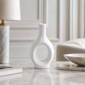White Sculptural Ceramic Vase – Modern Minimalist Décor, SK546WH