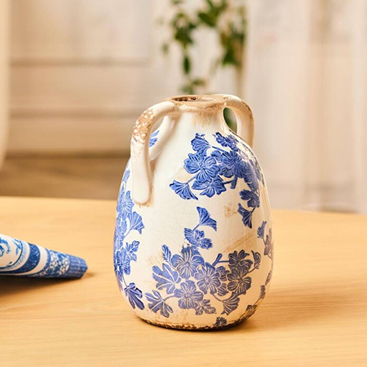 Karaca Marine Two-arm Decorative Vase 21.5 Cm - Blue/white