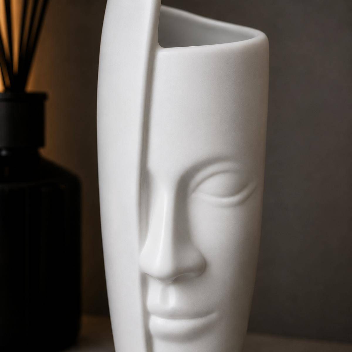 Modern Abstract Face Vase 14 cm – Semi-Faced Design, SK533
