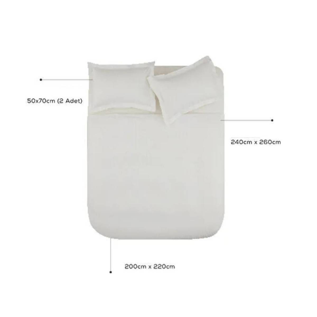 Karaca Home Vinas 80 Thread Count Cotton White Double Duvet Cover Set - Satin Trim