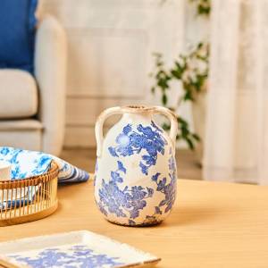 Karaca Marine Two-arm Decorative Vase 21.5 Cm - Blue/white