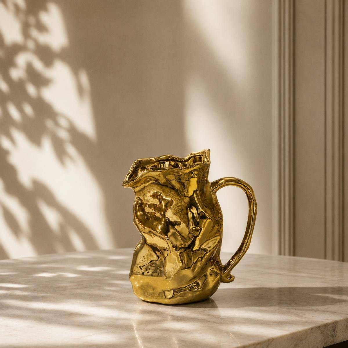 Luxe Gold Sculptural Ceramic Vase, SK563GD